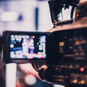 The back view of a video camera